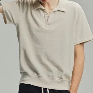 Les Tien Short Sleeve Tennis Polo in Ivory size Large